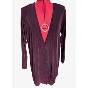 Jostar Vintage Medium Travelers Purple Slinky Long Lone‎ Button Up Cardigan Top
